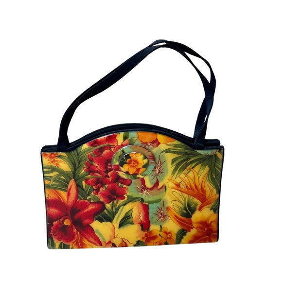 Angela Frascone Vintage 90s Handbag Bold Floral Print - Picture 1 of 6